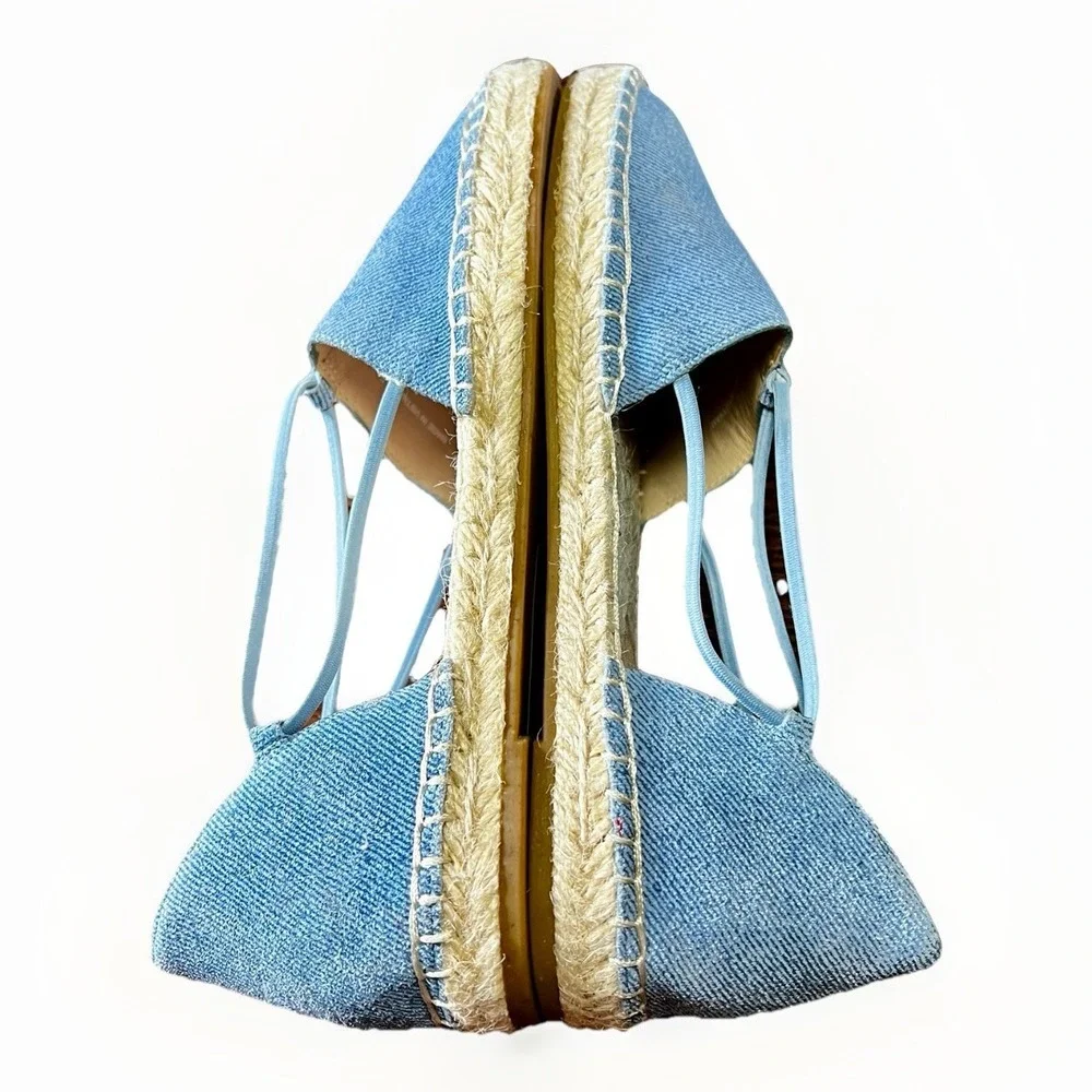 Eileen Fisher Lee Espadrille Denim‎ Flat Sandals Size 6.5